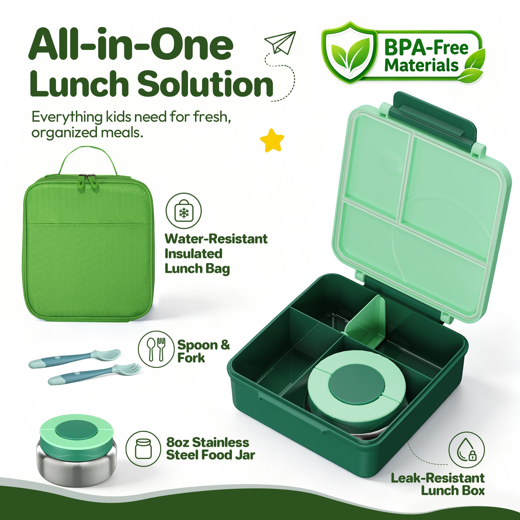 Howeemo open bento showing four sealed compartments for organized meals