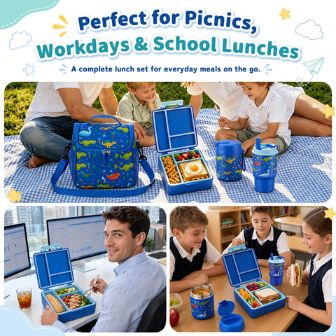 Howeemo contents arranged on school table illustrating varied lunch options