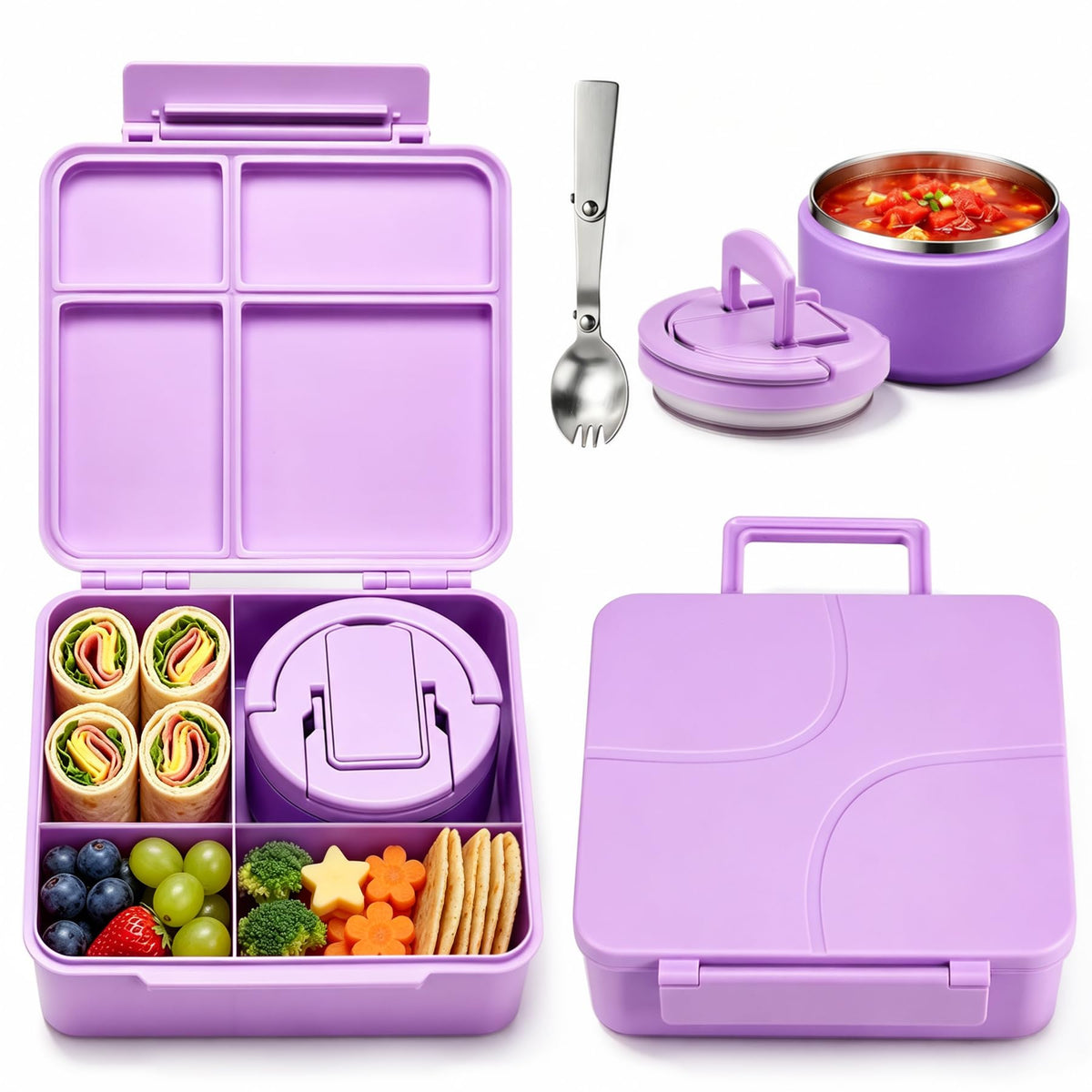 Howeemo front packaging showing purple lunch set and compact design benefit