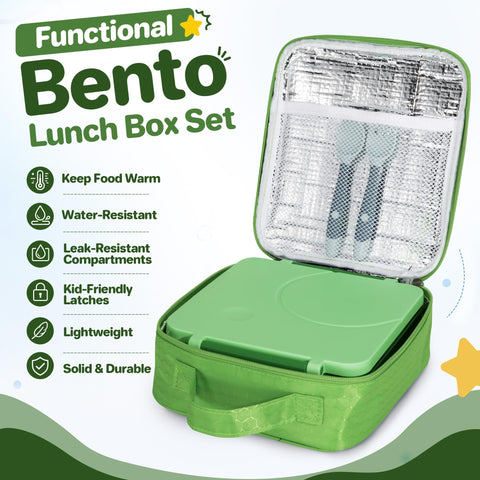 Howeemo insulated lunch bag holding bento, thermo and cutlery for transport