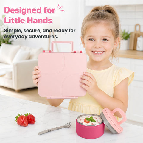 Howeemo jar with spoon inside showing included utensil for easy eating