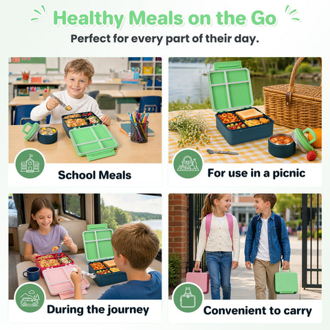 Howeemo lifestyle school lunch setting portrays kid-friendly mealtime ease