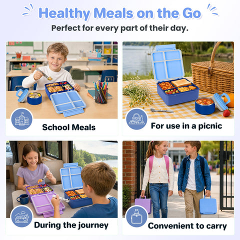 Howeemo set in a school lunch scene showing convenience and travel-ready use
