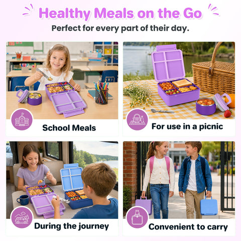 Howeemo bento and thermo on a school table promoting balanced kid meals