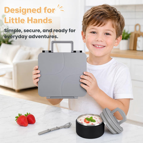 Howeemo stainless steel spoon and wide-mouth thermo interior for easy eating