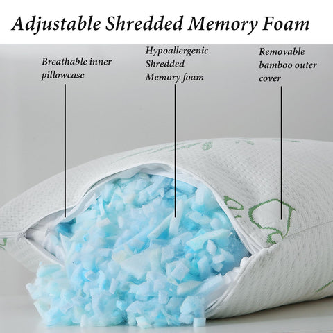 HOXXME shredded memory foam close-up illustrating adjustable contouring support