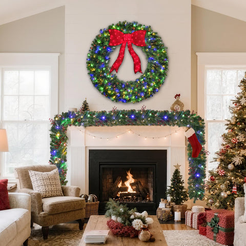 HOYECHI garland draped on mantel creating a polished seasonal focal point
