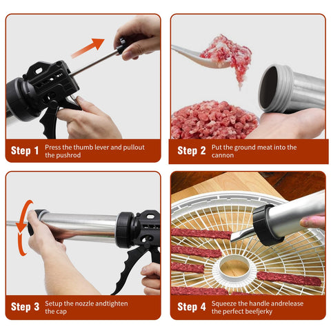 Hoypeyfiy meat pusher closeup demonstrating solid stainless contact for even filling