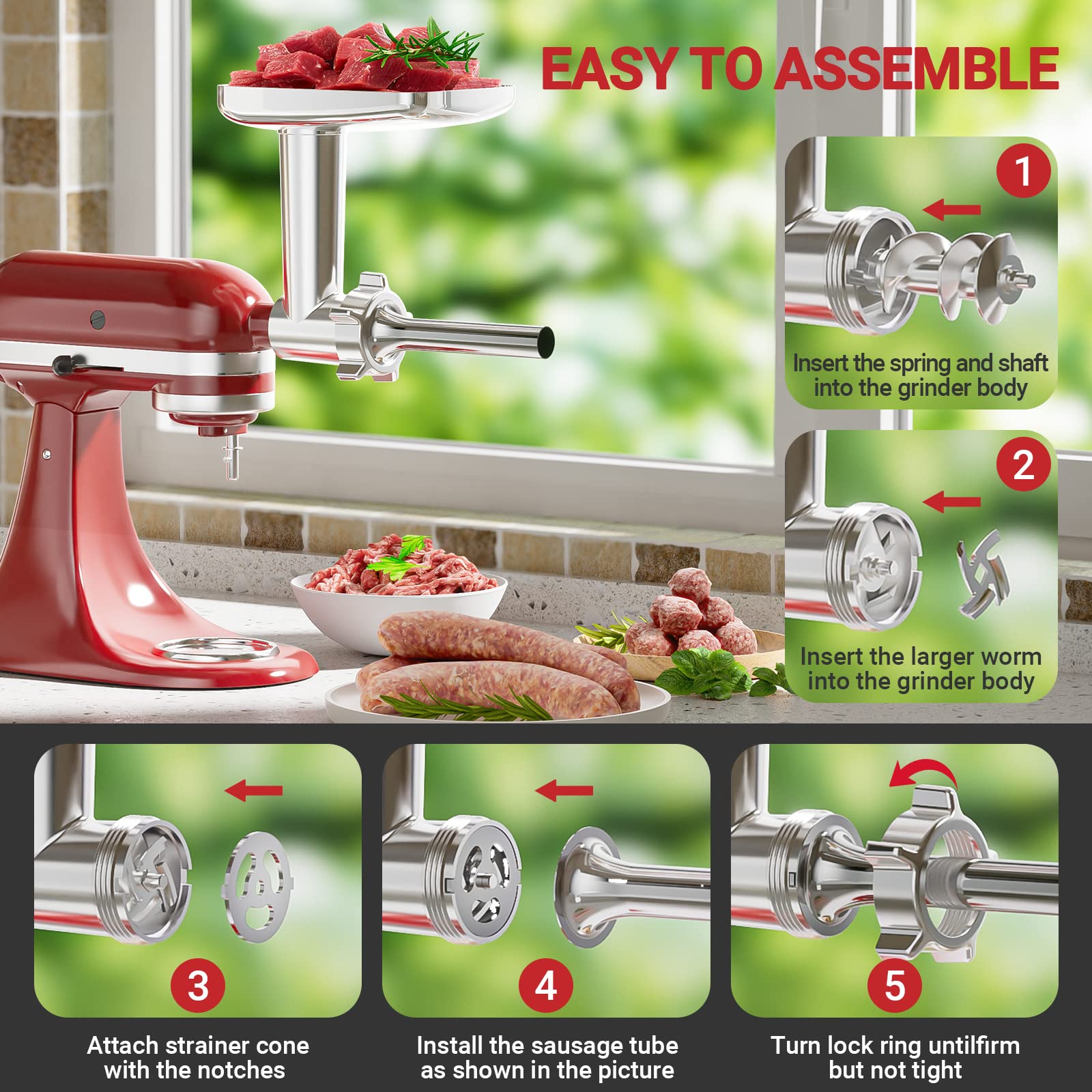 HOZODO removable food tray and pusher showing easy feeding and safer processing