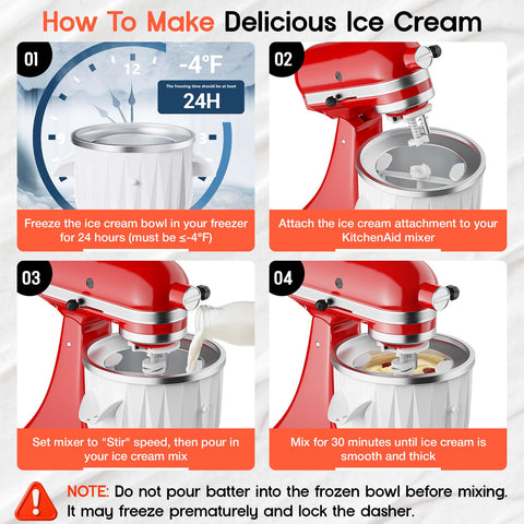 HOZODO churning vanilla ice cream in bowl showing smooth texture benefit