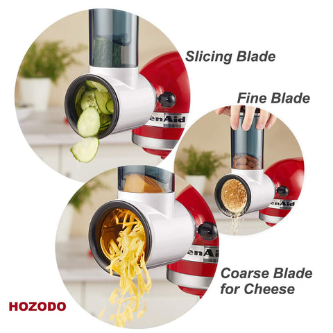 HOZODO attached to KitchenAid mixer in use to speed vegetable prep