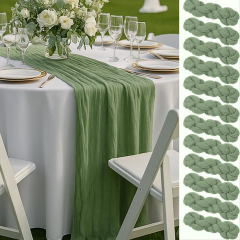 HQ-SITE front view of sage green runner showing full length and drape benefit
