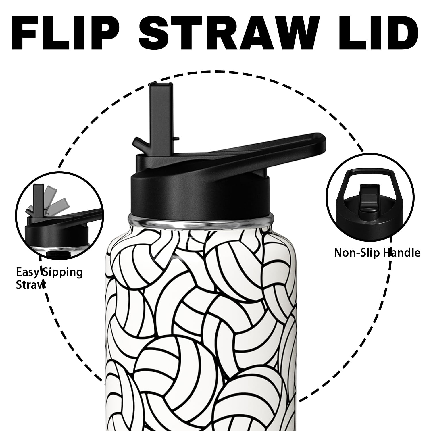Hqhzaha lid and reusable straw close-up for spill-free sipping