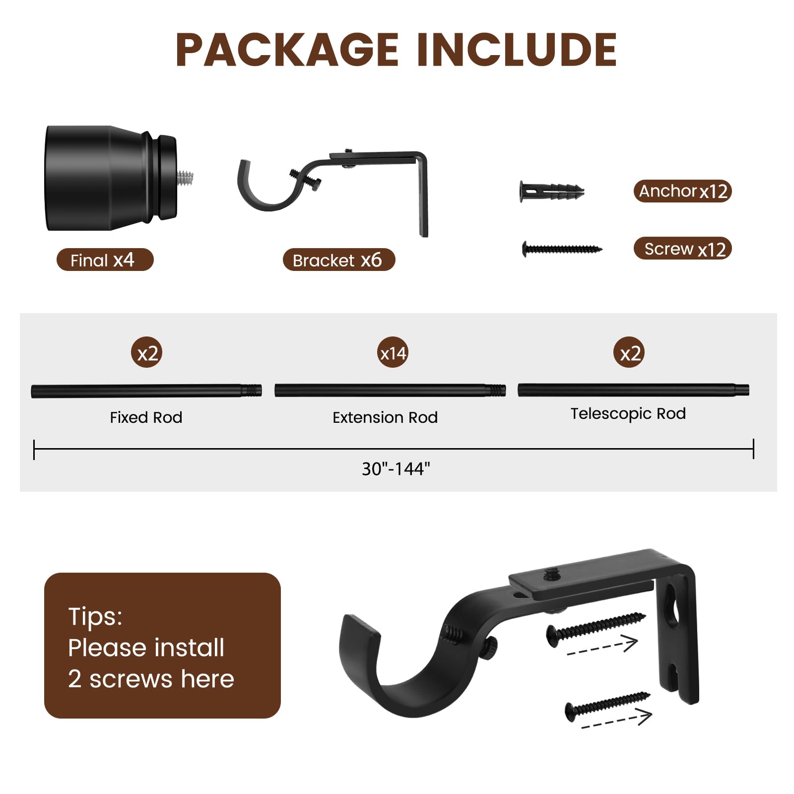Hradecti full-length assembled rod across a large window providing secure support
