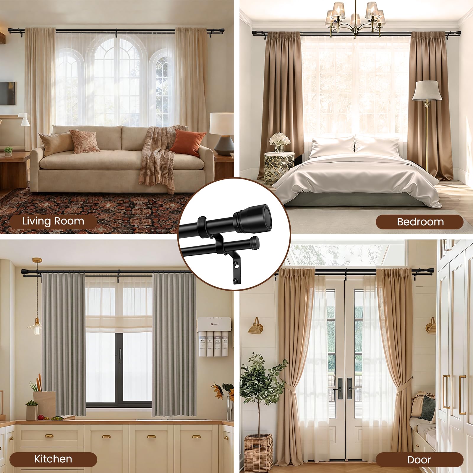 Hradecti finish options display in copper gold and black showing versatile decor matching