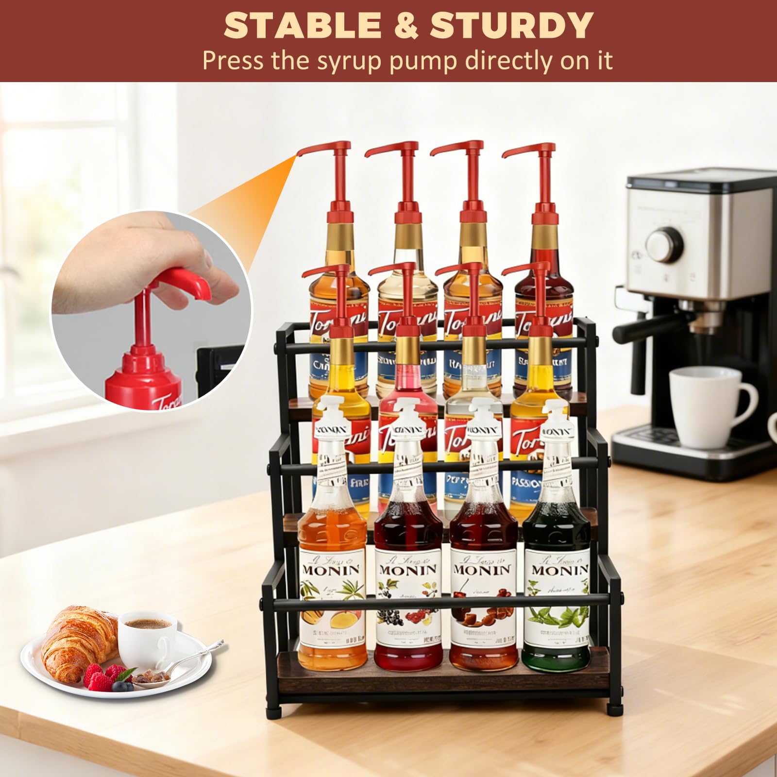 HRUSGO in-kitchen lifestyle display adds rustic charm and organized counters