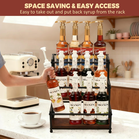 HRUSGO side profile with stacked bottles demonstrates stable, space-saving storage