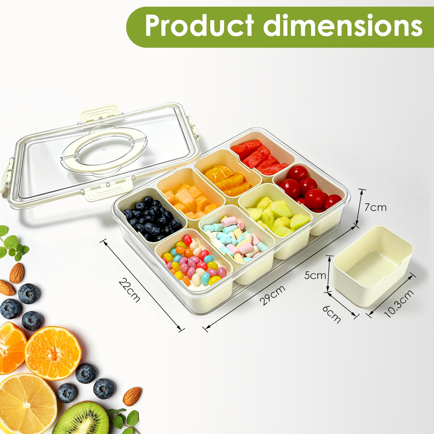 HRXFOZ top-open view revealing eight compartments for organized serving benefit