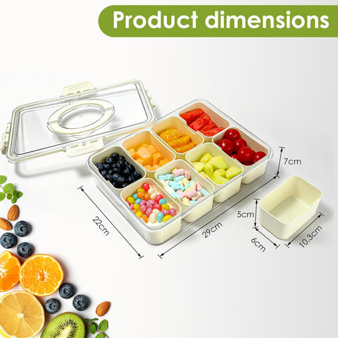 HRXFOZ top-open view revealing eight compartments for organized serving benefit