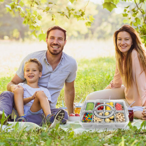 HRXFOZ tray filled with fruit and nuts in picnic setting, perfect for entertaining