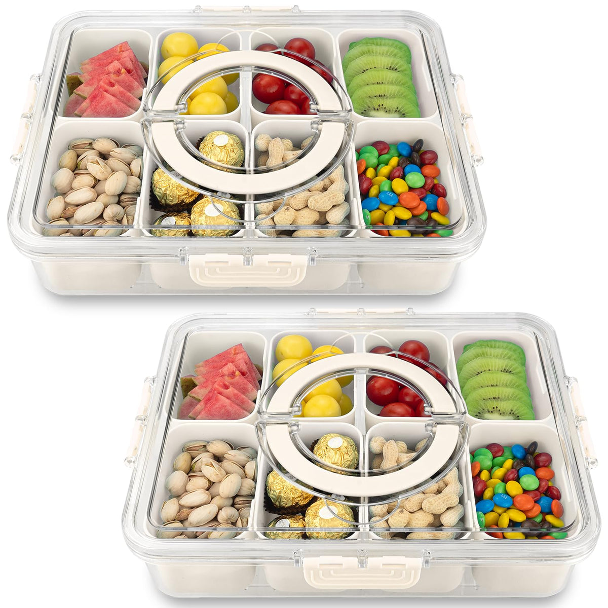 HRXFOZ front view with lid showing clear cover and neat storage benefit