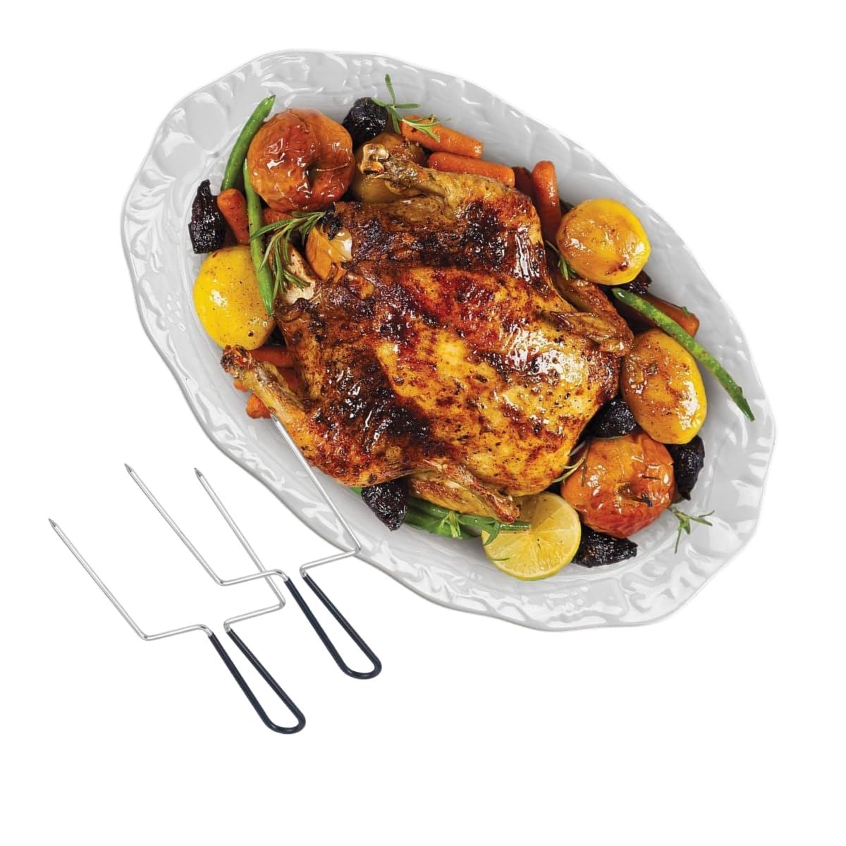 HSHQING front view of 17-inch platter showing full harvest design and capacity