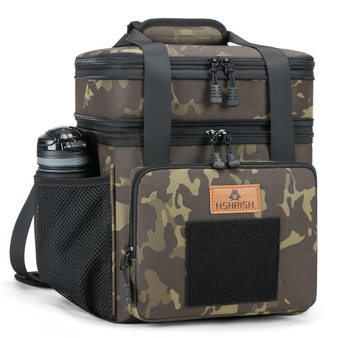 HSHRISH front view showing full-size tactical lunch bag and zippered compartments, durable design benefit