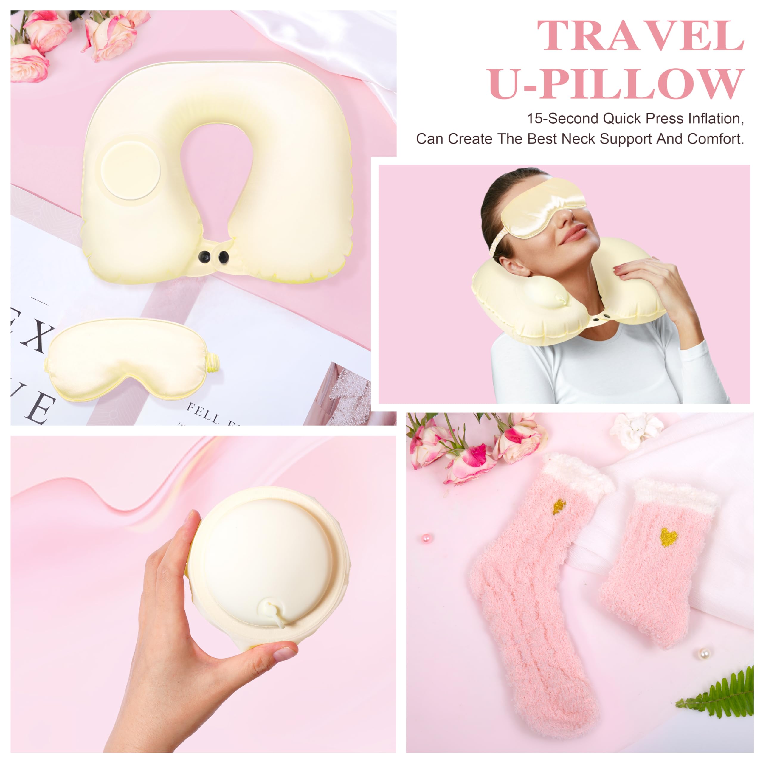 HSOEIXL woman using the blanket and neck pillow while traveling for comfort