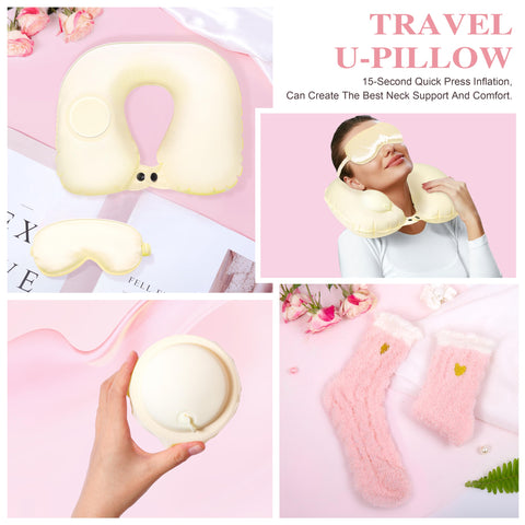 HSOEIXL woman using the blanket and neck pillow while traveling for comfort