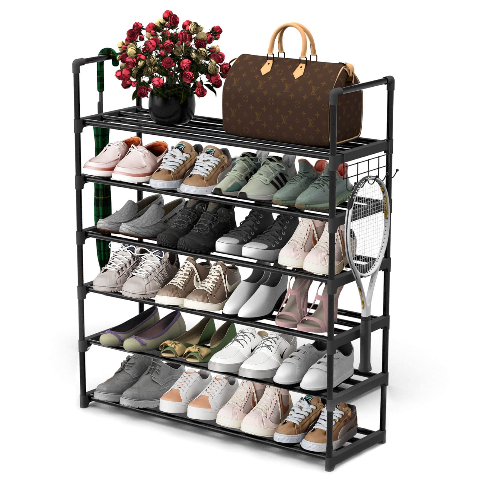 Hsscblet front view assembled showing tidy shoe organization and compact design