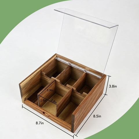 HTB acacia grain detail on box surface showing natural wood pattern and durable finish