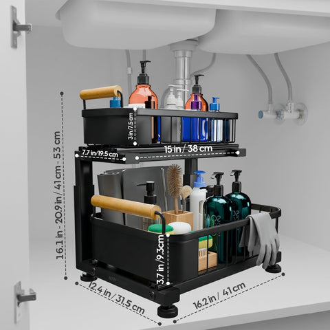 HTH Goods installed under a sink illustrating plumbing clearance benefit