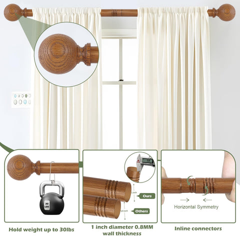 HTZON closeup of wood‑grain ball finial highlighting decorative detail and style