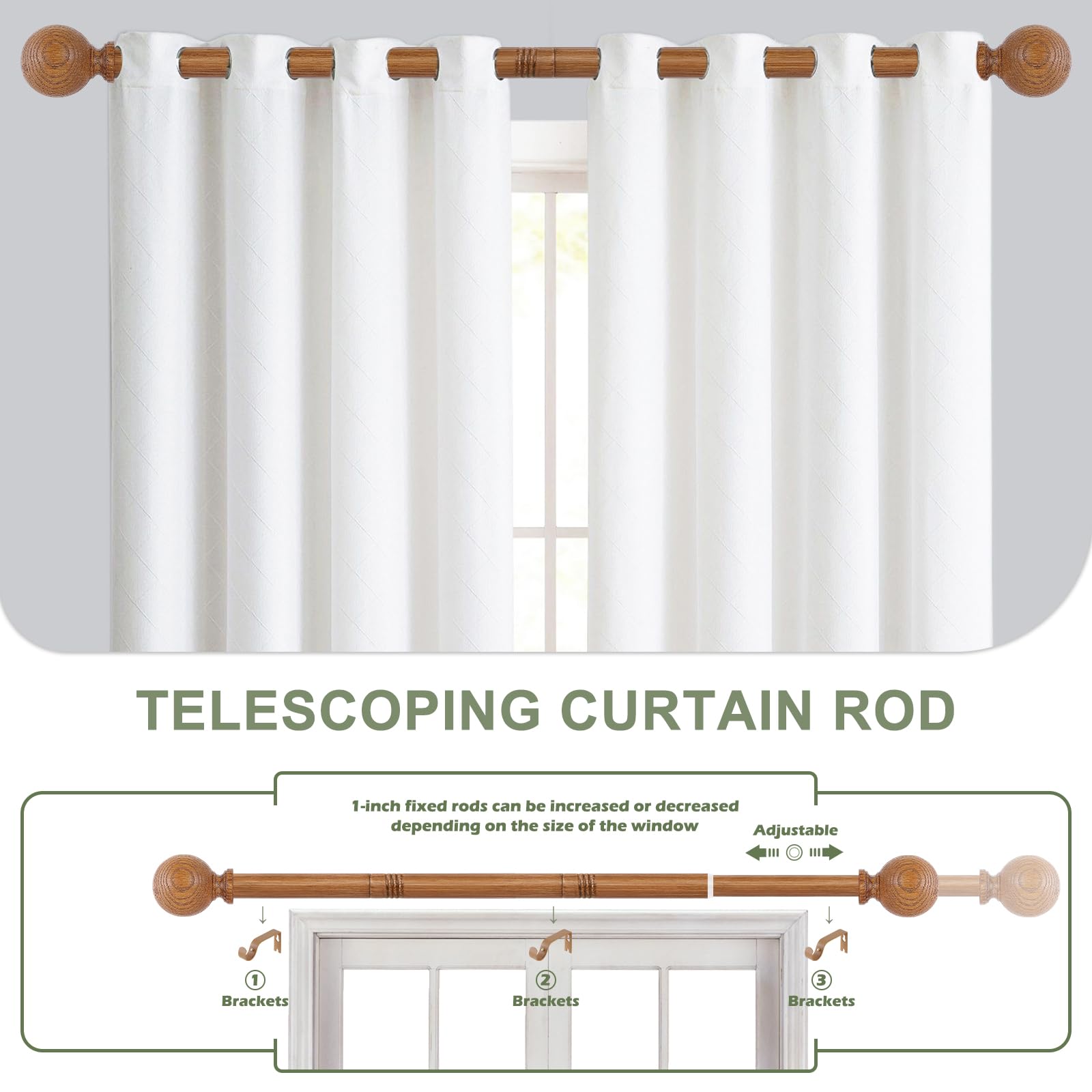 HTZON telescoping rod extended demonstrating adjustable length for custom fit