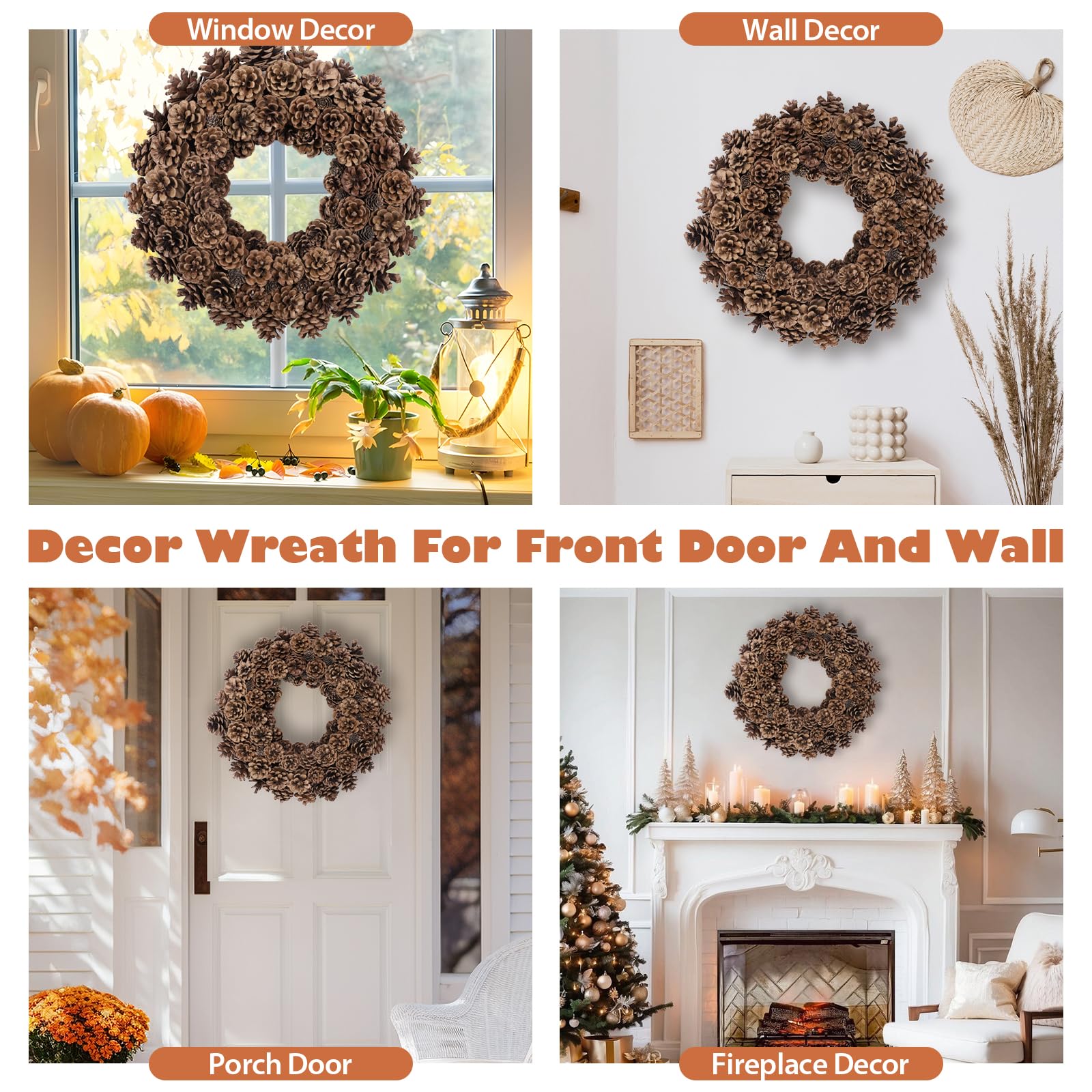 Huashen wreath hung on a front door adding warm seasonal curb appeal