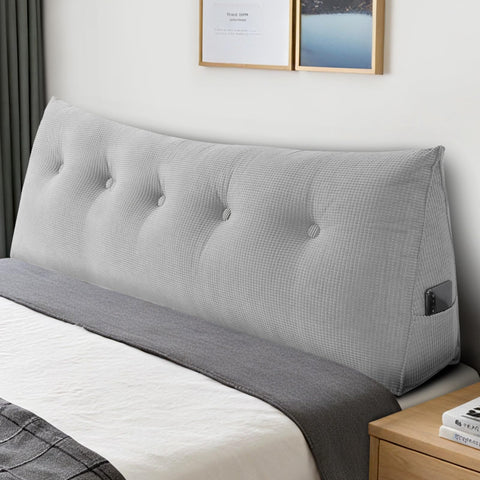 Huatean Home front view of grey queen headboard pillow showing full triangular support