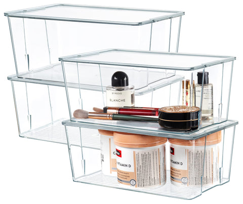 Hudgan front-facing four-pack showing clear bins and neat organization benefit