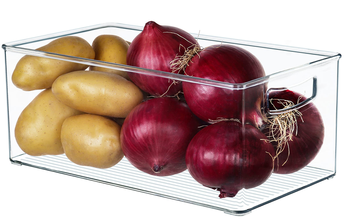 Hudgan front view pack of 2 clear bins showing neat organization benefit
