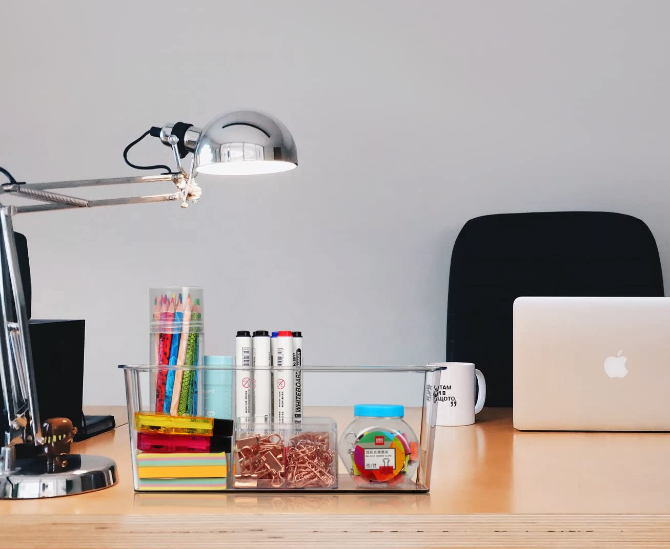 Hudgan stacked containers on a shelf saving space and adding tidy aesthetic benefit