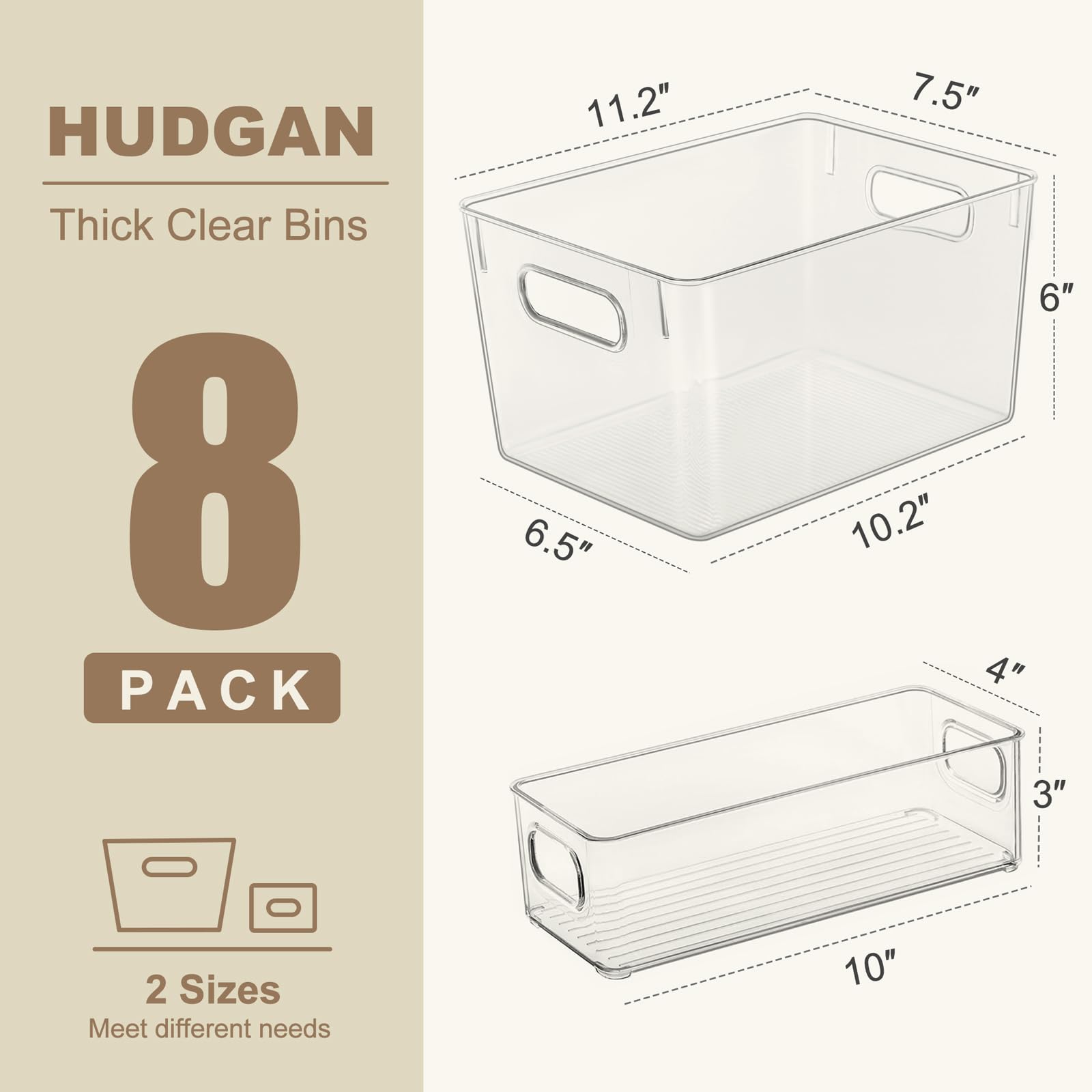 Hudgan slim bins stacked neatly inside a cabinet to maximize shelf space