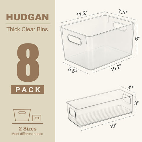 Hudgan slim bins stacked neatly inside a cabinet to maximize shelf space