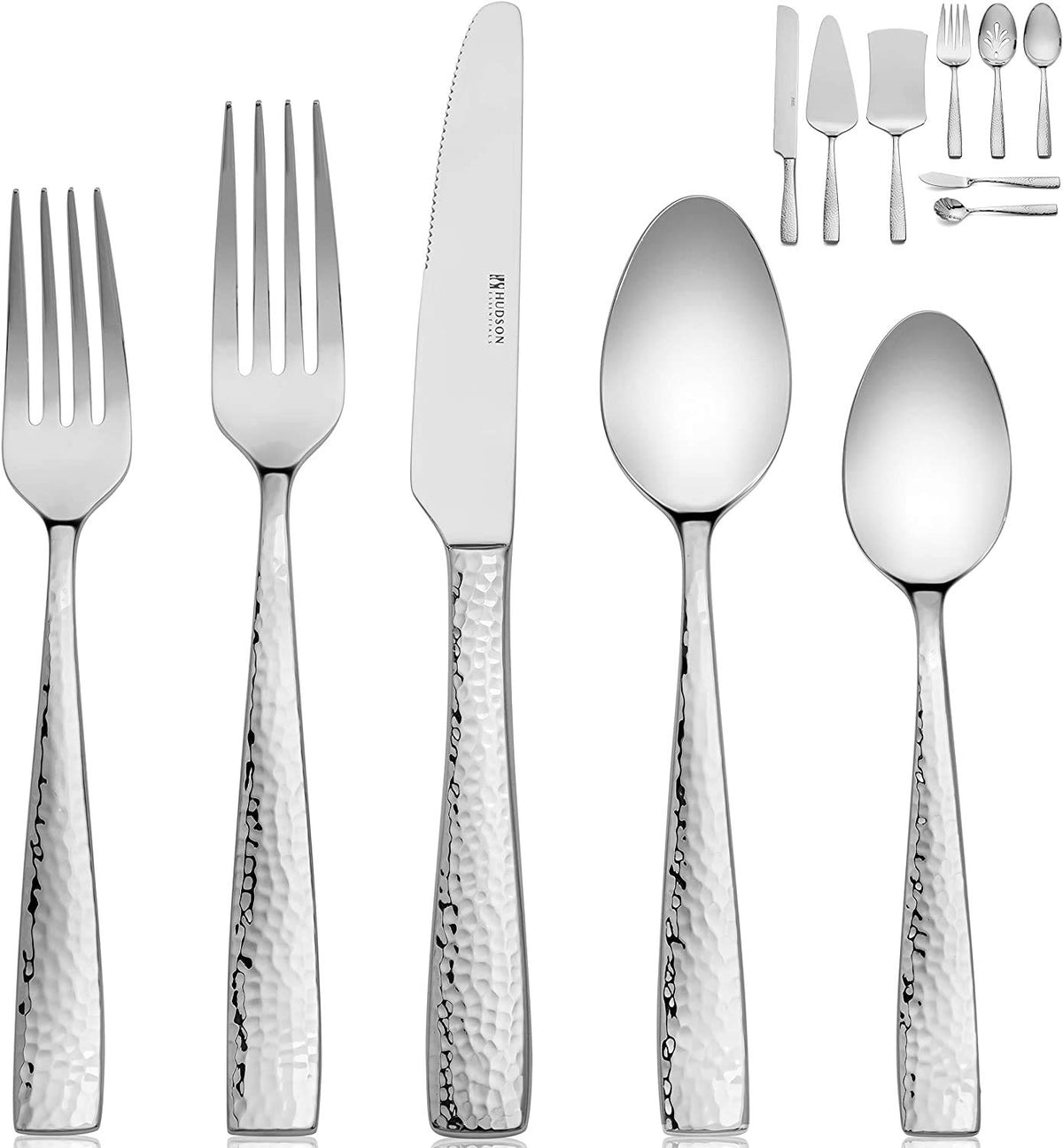 Hudson Essentials flatware front packaging shows complete 68-piece set, ideal for gifting