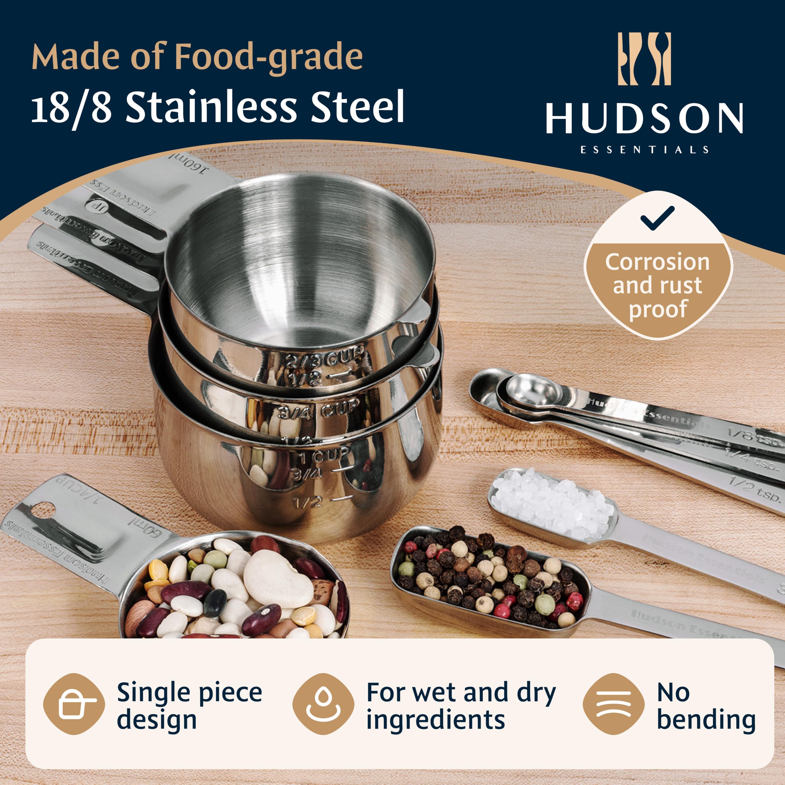 Hudson Essentials nested cups and spoons stacked neatly saving drawer space