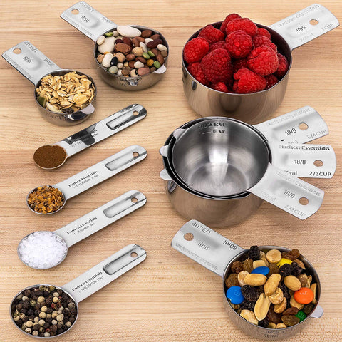 Hudson Essentials nested stackable cups and spoons, compact storage saves drawer space