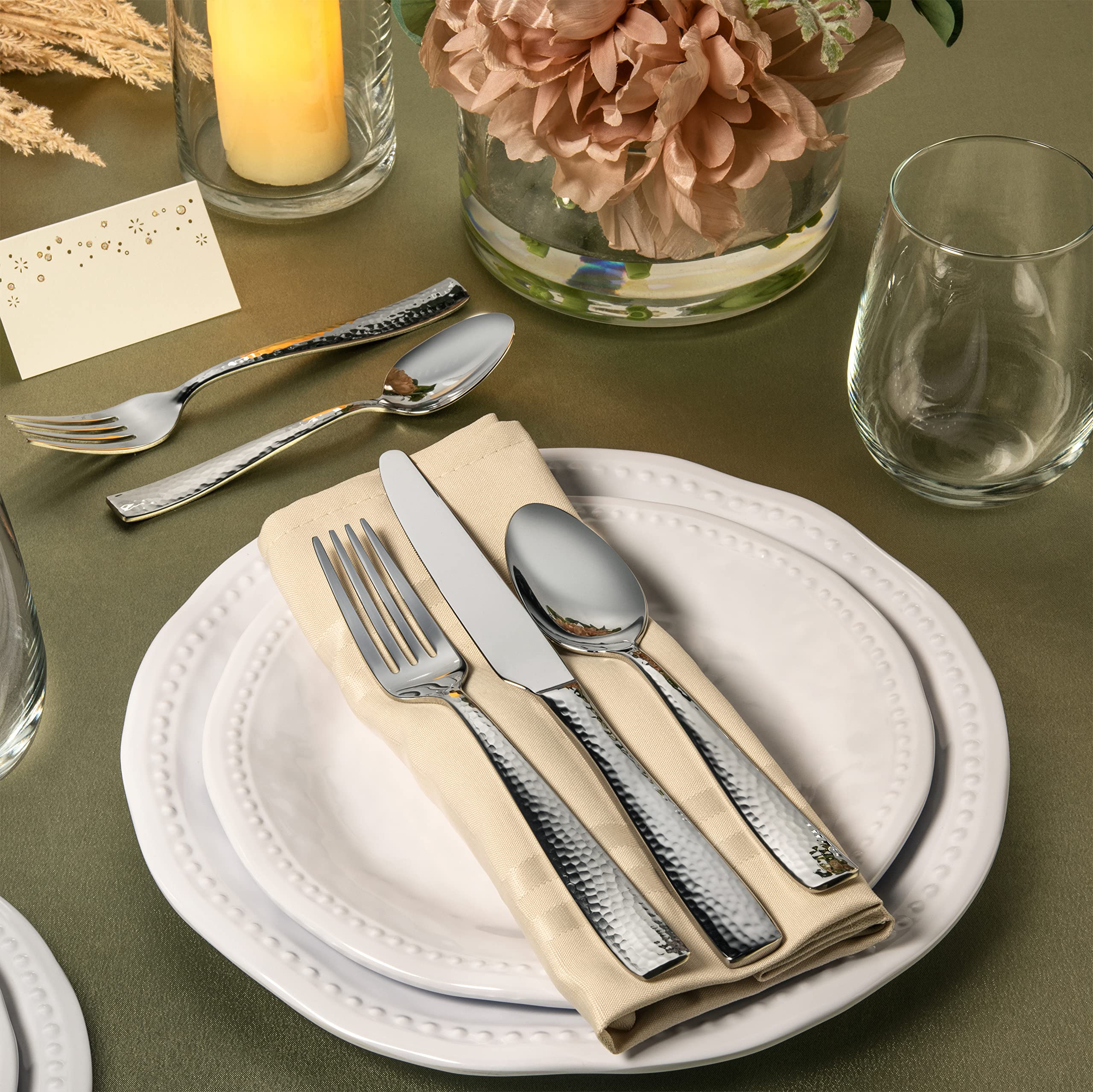 Hudson Essentials spoon and fork head detail showing mirror finish and easy-clean benefit