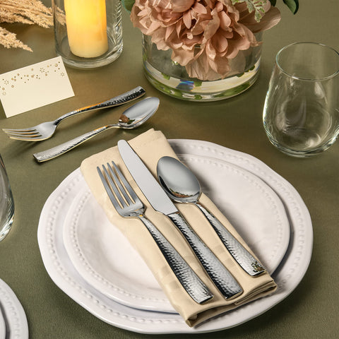 Hudson Essentials spoon and fork head detail showing mirror finish and easy-clean benefit
