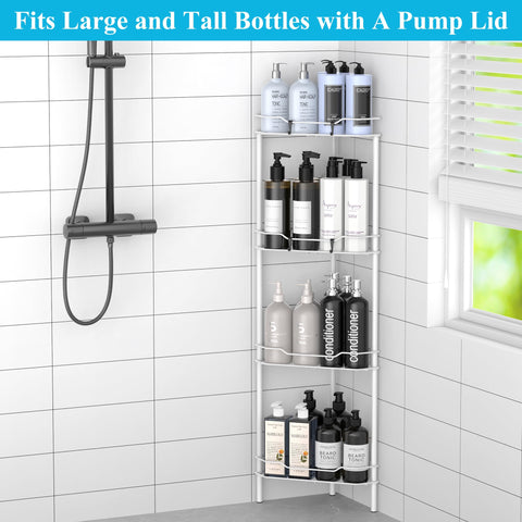 HuggieGems in shower stall showing compact corner saving floor space