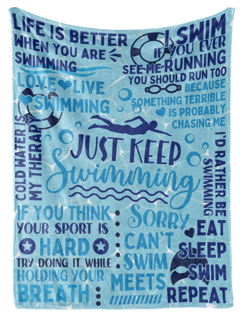Huglanket front view showing swimmer design and gift-ready look
