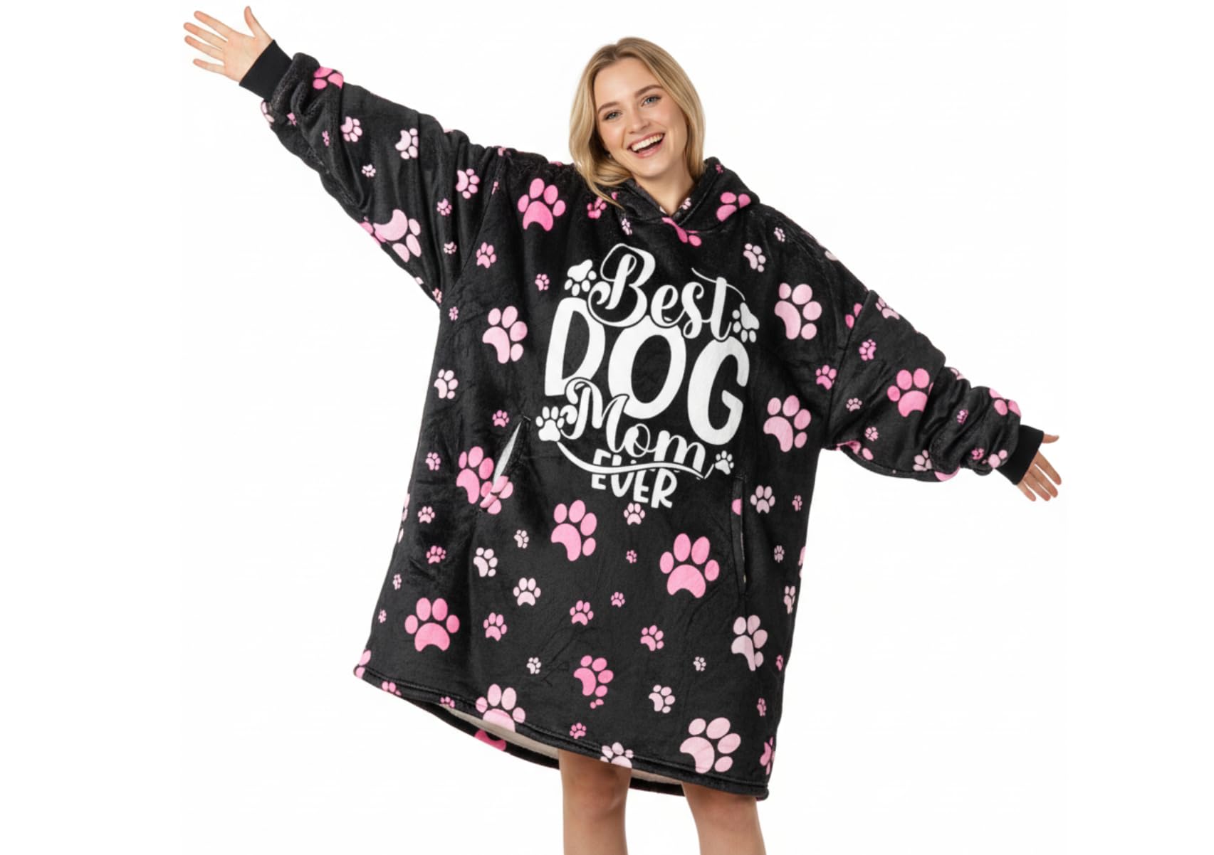 Huglanket front view showing hooded blanket hoodie and cozy coverage