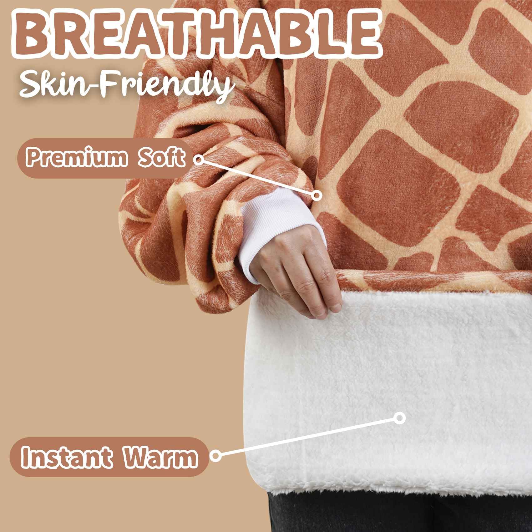 Huglanket giraffe fabric texture highlighting plush double-layer softness